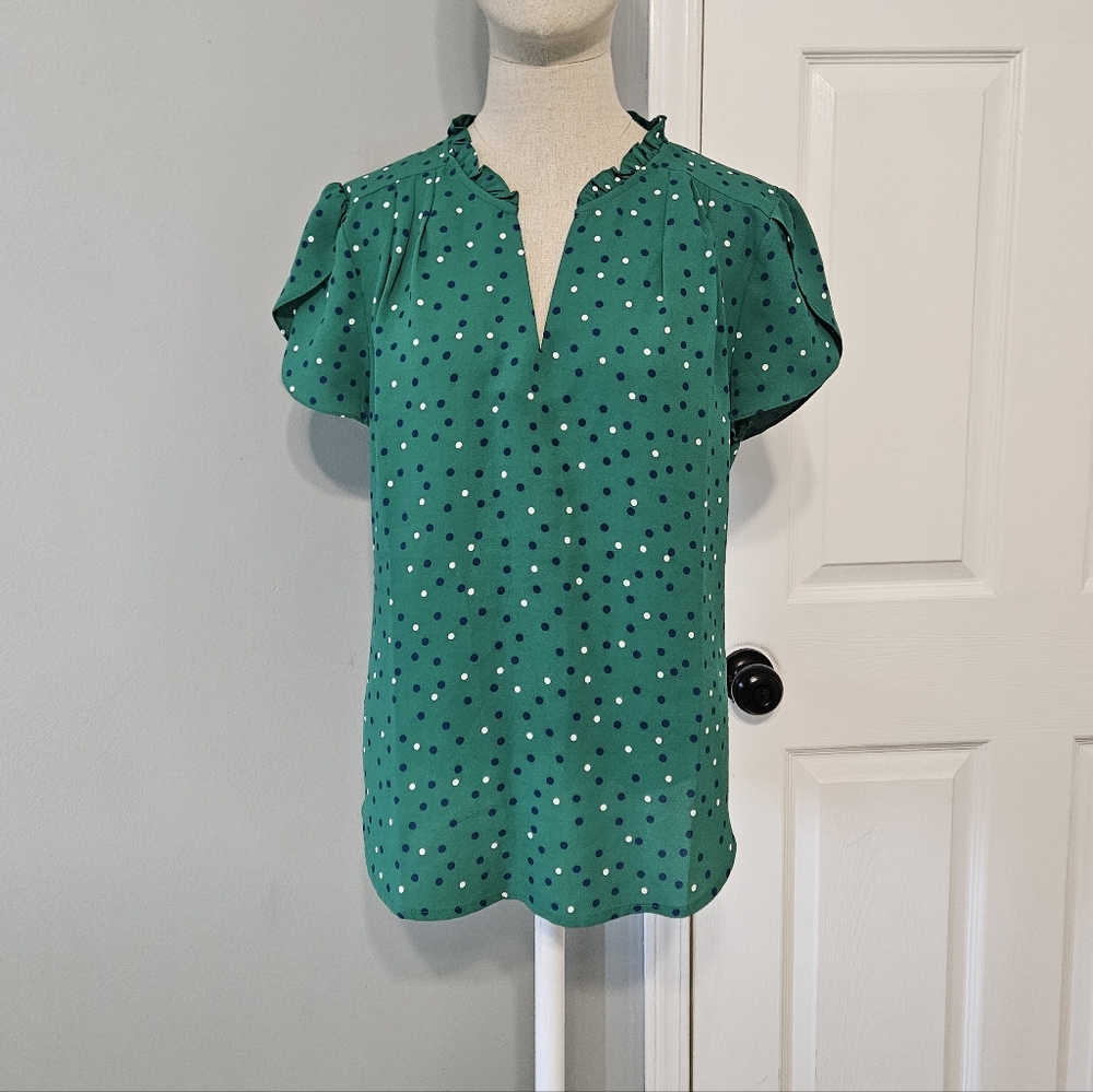 41 Hawthorn Emerald Polka Dot Blouse
